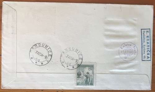 CZECHOSLOVAKIA CZECH REBUBLIC FDC AIRMAIL LETTER to  UITENHAGE SOUTH AFRICA 1954 ANTONIN ZAPOFOCKY.