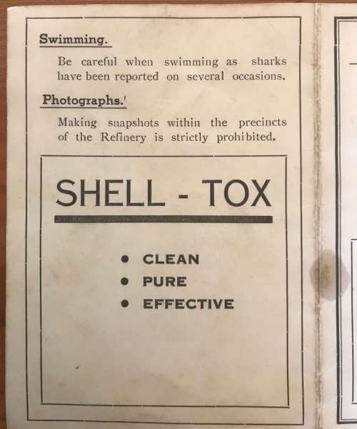 MARITIME DUTCH OIL Co. CURACAO SHELL-TOX TIME TABLE FREE FERRY SERVICE REFINERY to WILLEMSTAD SHIPS.