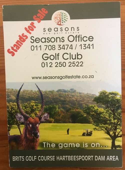 GOLF SCORECARD BRITS GOLF COURSE HARTEBEESPOORT DAM AREA UNUSED 18 HOLES PLAYER FOUR BALL.