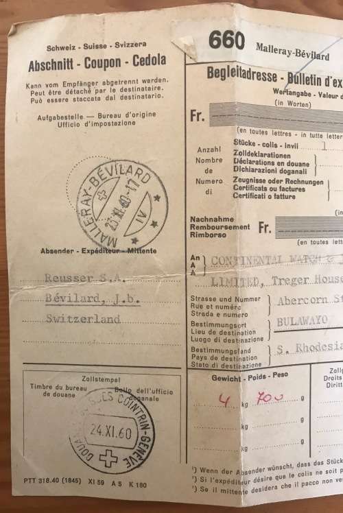 SWITZERLAND to SOUTHERN RHODESIA DISPATCH BULLETIN 1960 AIRMAIL SG389 x1 SG390 x 5 SG413 x 1.