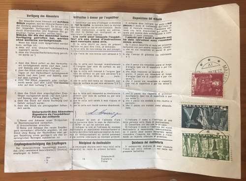 SWITZERLAND to SOUTHERN RHODESIA DISPATCH BULLETIN 1960 AIRMAIL SG389 x1 SG390 x 5 SG413 x 1.