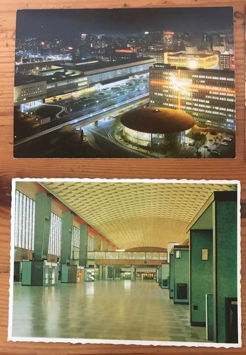 POSTCARDS x 11=POST CARDS=JOHANNESBURG=TRANSVAAL=SOUTH AFRICA=RAILWAY STATION=ROTUNDA=TRAINS=GARDENS