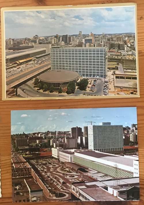 POSTCARDS x 11=POST CARDS=JOHANNESBURG=TRANSVAAL=SOUTH AFRICA=RAILWAY STATION=ROTUNDA=TRAINS=GARDENS