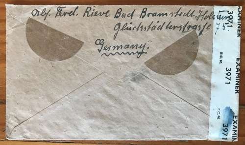 BRITISH CENSORSHIP 1129 GERMANY to SOUTH AFRICA JOHANNESBURG 1947 OPENED BY EXAMINER 3971 WWII VG