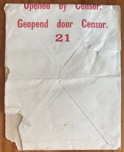 WWI CENSORED MAIL 1918 OPENED BY CENSOR 21 GEOPEND DOOR CENSOR SAVOIE FRANCE to JHB TRANSVAAL SA.