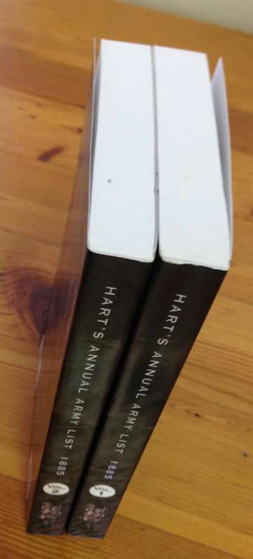 HART`S ANNUAL ARMY LIST 1885 VOLUMES 1 + 2 NAVAL + MILITARY PRESS REFERENCE BOOK REPRINTED PAPERBACK