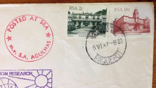 ANTARCTIC MARION ISLAND EMERGENCY CASE CACHET 1987 PAQUEBOT CAPE TOWN SHIP NEUTRON VOYAGE 49 RSA