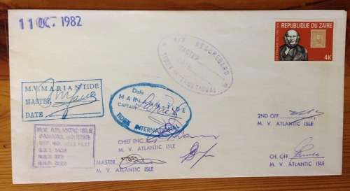 REPUBLIQUE DU ZAIRE 1982 MANY SIGNATURES MV ATLANTIC ISLE MARIANTIDE BEAUREGARD SHIPS ANTARCTIC???