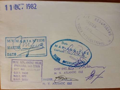 REPUBLIQUE DU ZAIRE 1982 MANY SIGNATURES MV ATLANTIC ISLE MARIANTIDE BEAUREGARD SHIPS ANTARCTIC???