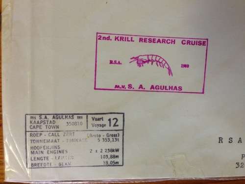 ANTARCTIC POSTED AT SEA off BREIDVIKA 1980 CAPE TOWN PAQUEBOT 2nd KRILL RESEARCH CRUISE AGULHAS