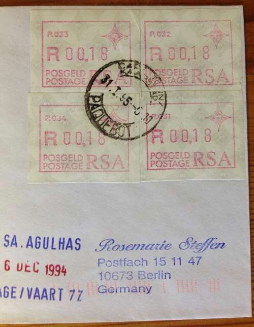 ANTARCTIC FRAMA LABELS ICE SHELF SANAE 1982 PAQUEBOT CAPE TOWN PENGUIN SA AGULHAS SHIP VOYAGE 77 RSA