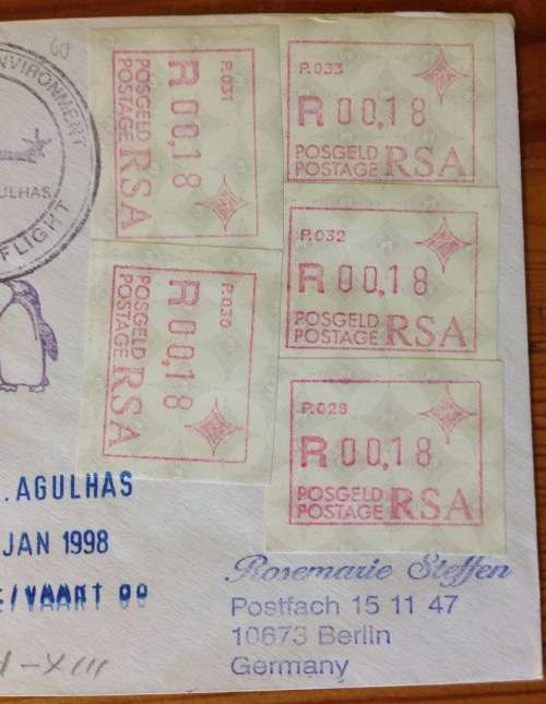 ANTARCTIC FRAMA LABELS ICE SHELF SANAP 1998 PENGUIN SA AGULHAS SHIP VOYAGE 99 RSA HELICOPTER NORWAY.