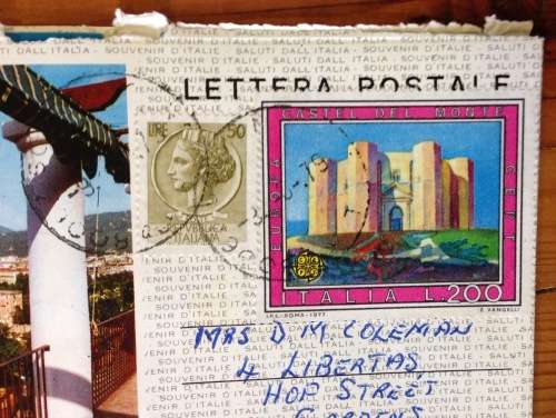 ITALY LETTER CARD SORRENTO CASTLE MAP 1979 POSTED to CAPE TOWN.