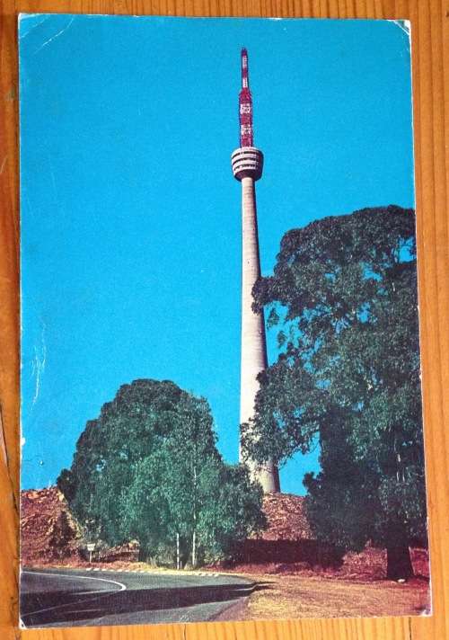 POSTCARD POST CARD COLOUR ALBERT HERTZOG TOWER JOHANNESBURG SPECIAL TOWER DATE STAMP 16.I.1963 BULL.