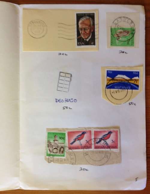 OLD EXCHANGE PHILATELIC SOCIETY BOOK SOUTH AFRICA VARIOUS POSTMARKS ON PIECE UNCHECKED 36 ITEMS