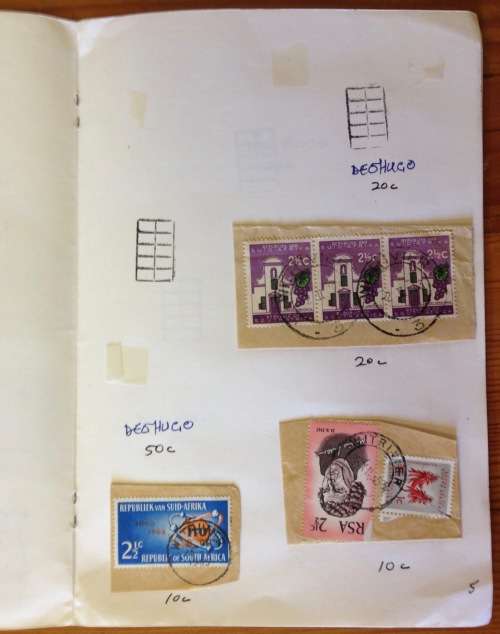 OLD EXCHANGE PHILATELIC SOCIETY BOOK SOUTH AFRICA VARIOUS POSTMARKS ON PIECE UNCHECKED 36 ITEMS