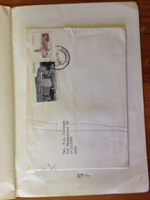OLD EXCHANGE PHILATELIC SOCIETY BOOK SOUTH AFRICA VARIOUS POSTMARKS ON PIECE UNCHECKED 36 ITEMS