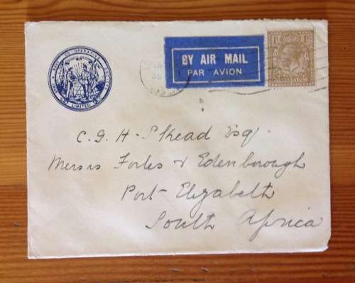 GREAT BRITAIN LONDON AIR MAIL LETTER ARMY NAVY CO-OPERATIVE SOCIETY LIMITED to PORT ELIZABETH CAPE.