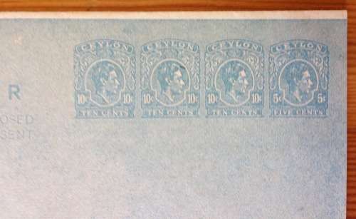 CEYLON AIR MAIL LETTER SHEET 10 cents x 3 - 5 cents x 1 35 cents UNUSED SRI LANKA.