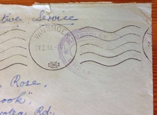 ON ACTIVE SERVICE OPENED BY CENSOR WINDHOEK SOUTH WEST AFRICA KIMBERLEY REGIMENT to SA 1941 WWII.