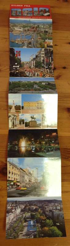 POSTCARD BOOKLET POST CARDS x 8 NORWAY OSLO COMPLETE SHIPS SAIL BOATS FLAGS MONUMENT BUILDINGS HORSE