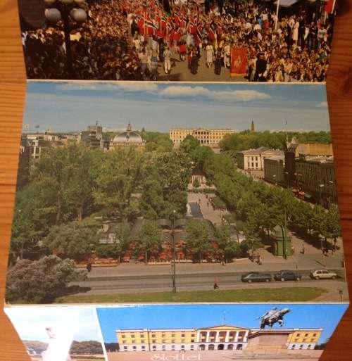 POSTCARD BOOKLET POST CARDS x 8 NORWAY OSLO COMPLETE SHIPS SAIL BOATS FLAGS MONUMENT BUILDINGS HORSE