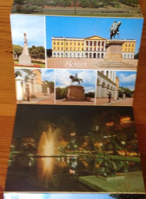POSTCARD BOOKLET POST CARDS x 8 NORWAY OSLO COMPLETE SHIPS SAIL BOATS FLAGS MONUMENT BUILDINGS HORSE