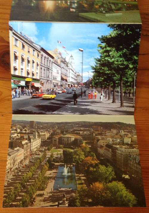 POSTCARD BOOKLET POST CARDS x 8 NORWAY OSLO COMPLETE SHIPS SAIL BOATS FLAGS MONUMENT BUILDINGS HORSE