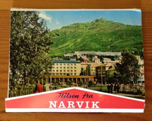 PHOTOCARD BOOKLET PHOTO CARDS x 10 NARVIK NORWAY CABLE CAR SHIPS MONUMENTS.