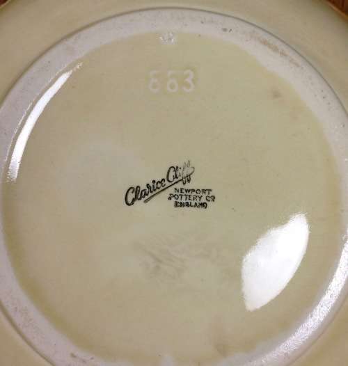 CLARICE CLIFF LARGE ROUND FRUIT BOWL NEWPORT POTTERY PATTERN 663 ENGLAND STUNNING!!