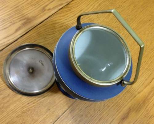 WEDGWOOD=BISCUIT BARREL=BLUE and WHITE=EPNS REMOVABLE LID and HANDLE.