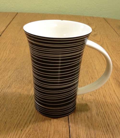 Porcelain Tea Coffee Mug Black and White Striped Pattern