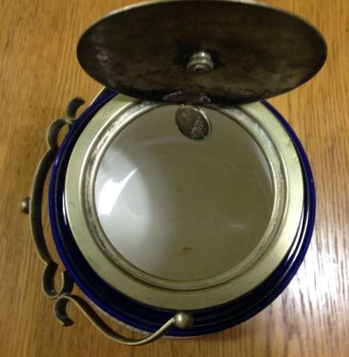 WILLIAM WOOD and Co. ENGLAND BISCUIT BARREL BLUE and WHITE EPNS LID and HANDLE SCARCE!!! READ NOTES.