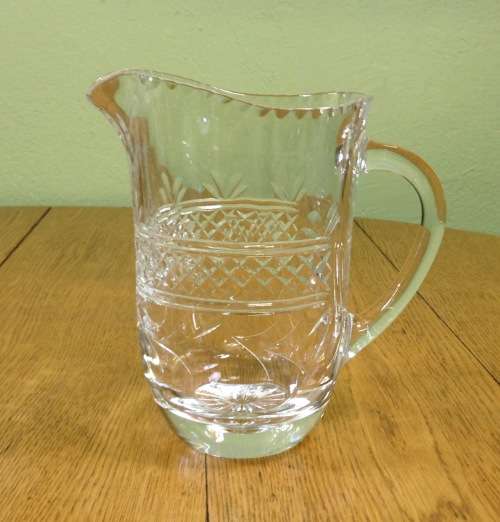 JUG=PITCHER=CUT GLASS=PRESSED PATTERN=VERY HEAVY!!====STUNNING!!!!