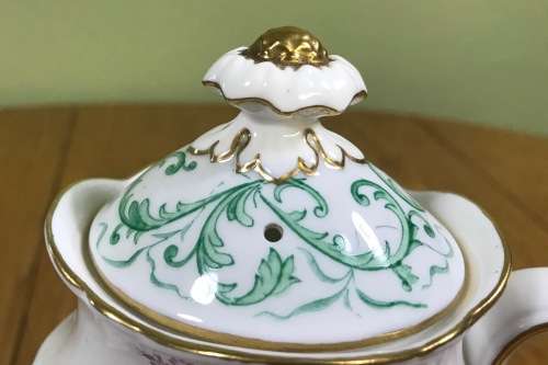 COFFEE POT ROYAL CROWN DERBY ENGLAND RUTLAND PATTERN GREEN A495 FLORAL SCARCE and STUNNING!!!!!!!!!!