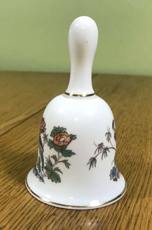 WEDGWOOD TABLE BELL PORCELAIN BONE CHINA ENGLAND KUTANI CRANE ORIGINAL CLAPPER!! BIRD FLOWERS POND!