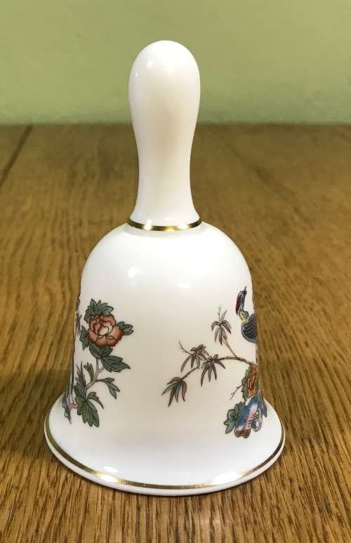 WEDGWOOD TABLE BELL PORCELAIN BONE CHINA ENGLAND KUTANI CRANE ORIGINAL CLAPPER!! BIRD FLOWERS POND!