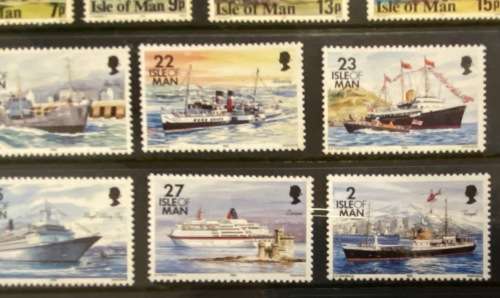 ISLE of MAN Selection of Stamps SHIPS MOTOR BIKES REJECTED DESIGNS CARD I.R. NICHOLSON Read notes...