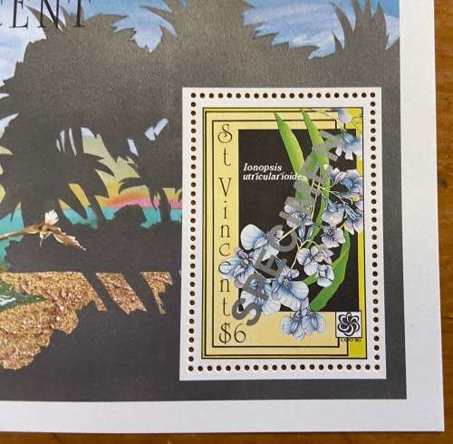 ST. VINCENT CARRIBEAN MINIATURE SHEET SG MS1586 $6 INOPSIS UTRICULARIOIDES ORCHID FLOWERPLANT BIRDS
