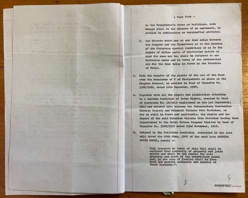 1971 DEED OF TRANSFER GREYTOWN NATAL NEL + STEVENS REVENUE STAMPS R5 + R2 + R1 + 50 + 20 c WEENEN.