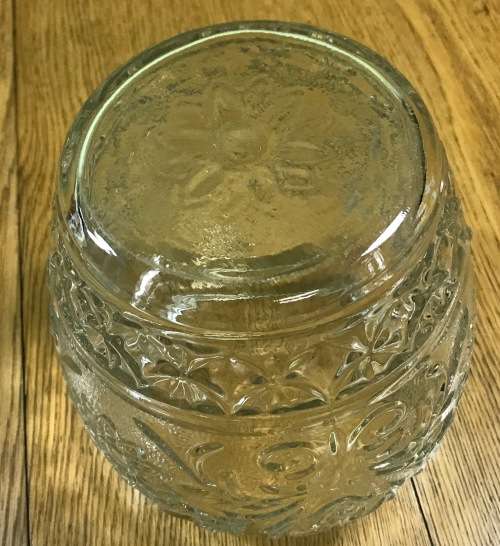 GINGER / BISCUIT / COOKIES JAR GLASS MOULDED ROUND LARGE MODERN GREAT CONDITION STUNNING!!