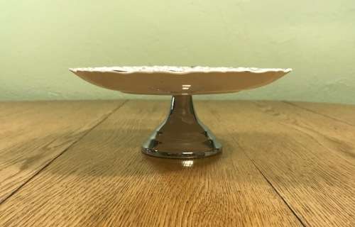 JAMES KENT=OLD FOLEY=PORCELAIN TOP TAZZA=6532=CHINARITA PATTERN=METAL FOOT=ROSES=ENGLAND=CAKE PLATE