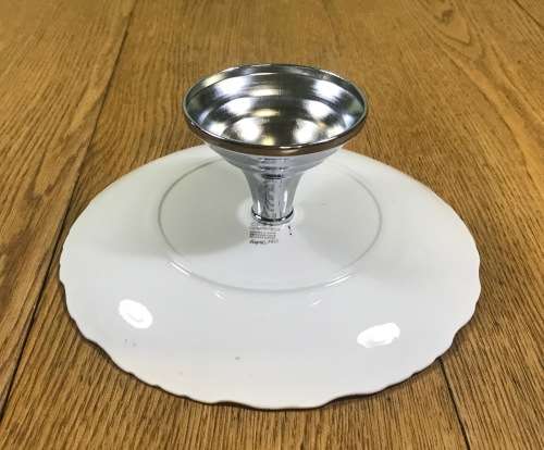 JAMES KENT=OLD FOLEY=PORCELAIN TOP TAZZA=6532=CHINARITA PATTERN=METAL FOOT=ROSES=ENGLAND=CAKE PLATE
