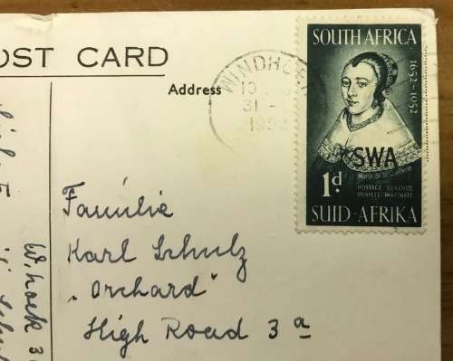 POSTCARD=POST CARD=REAL PHOTO=SEPIA=SOUTH WEST AFRICA=SWA=WAR MEMORIAL=WINDHOEK=HORSE=RIDER=RIFLE.
