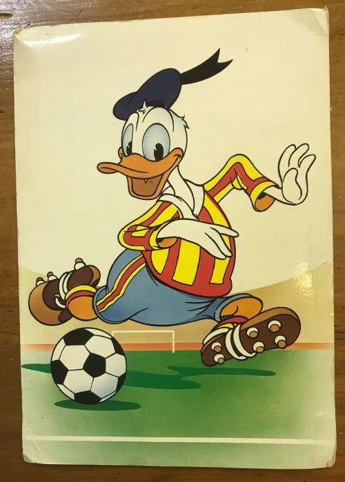 POSTCARD NETHERLANDS AIRMAIL POSTED to SOUTH AFRICA DONALD DUCK WALT DISNEY PRODUCTION 1985 FOOTBALL