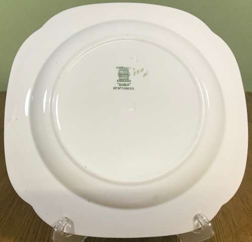 COPELAND SPODE ENGLAND KORO PATTERN SQUARE CAKE PLATE BORDER of FLOWERS FLORAL 1920-57