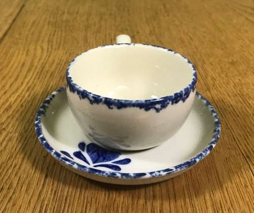 COFFEE DUOS DEMITASSE PORTUGUESE STYLE 6 x SAUCERS + 6 x CUPS VINTAGE EXPRESSO BLUE + WHITE STUNNING