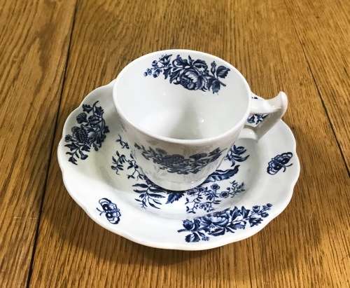 COFFEE DUOS DEMITASSE BOOTH`S PEONY A8021 5 x SAUCERS + 5 x CUPS EXPRESSO BLUE + WHITE STUNNING!!!!
