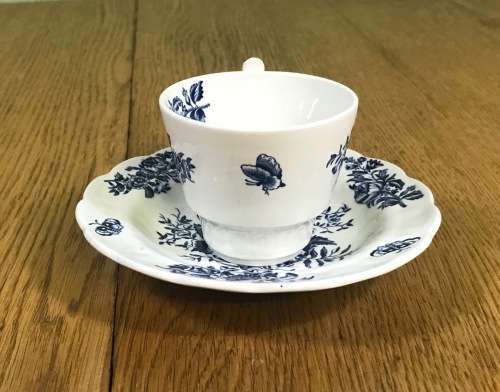 COFFEE DUOS DEMITASSE BOOTH`S PEONY A8021 5 x SAUCERS + 5 x CUPS EXPRESSO BLUE + WHITE STUNNING!!!!