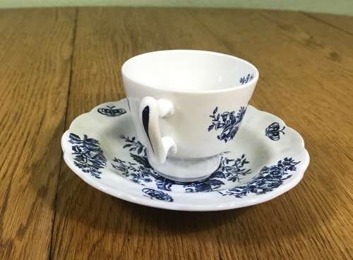 COFFEE DUOS DEMITASSE BOOTH`S PEONY A8021 5 x SAUCERS + 5 x CUPS EXPRESSO BLUE + WHITE STUNNING!!!!